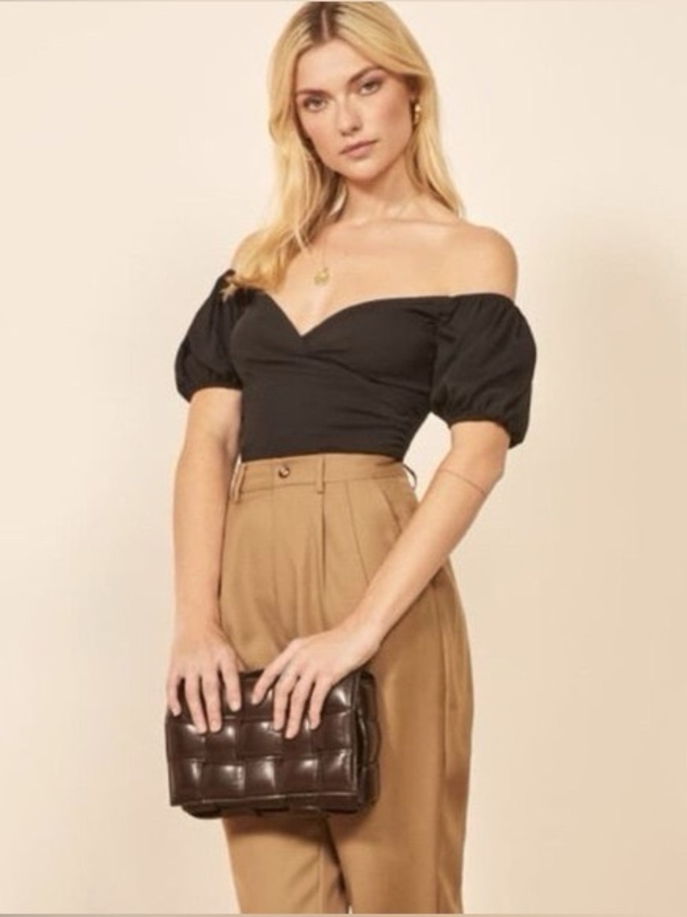 Reformation Lampone Off Shoulder Top